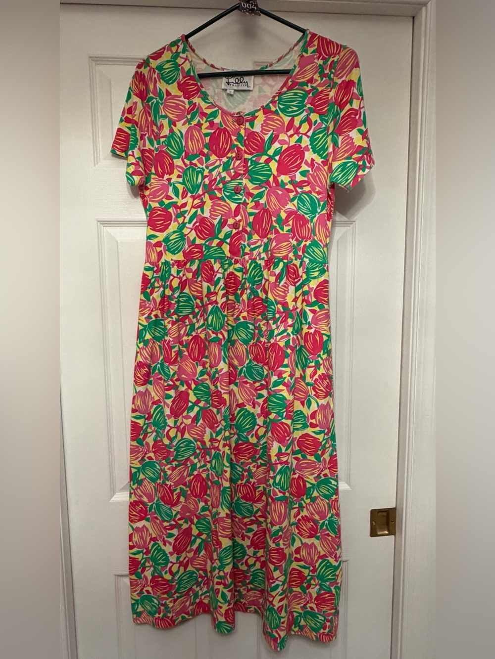 GUC/EUC for White Label Lilly Pulitzer Pink & Green Tulip Midi Dress
